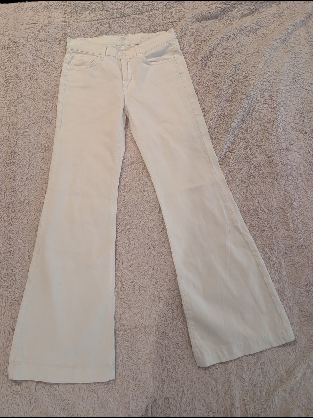 7 For All Mankind Tailorless Modern Dojo White Wide Leg Flare Jeans 27
